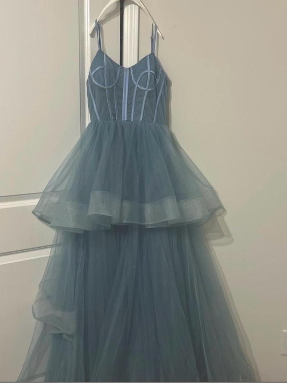 Girls Blue Tulle Tiered Party Dress